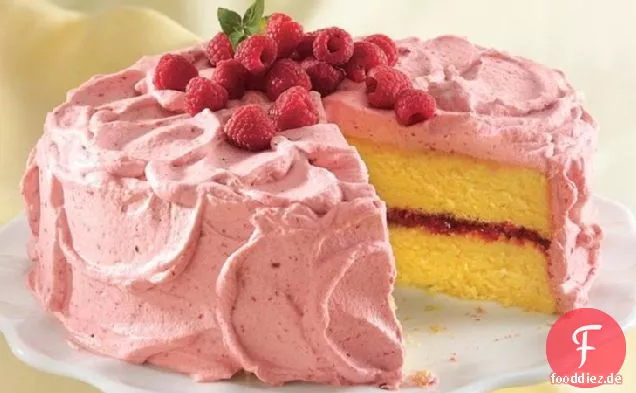 Zitronenkuchen mit Himbeermousse