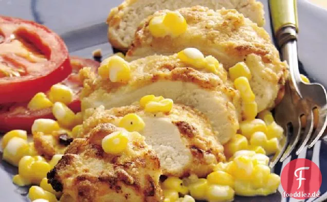 Ranch Oven-Fried Chicken mit warmem Mais Relish