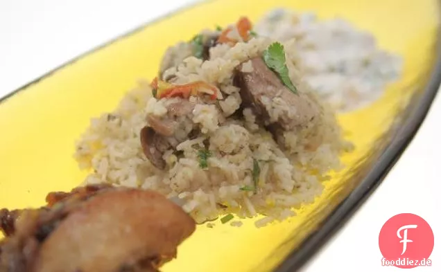 Geschmorte Lammkeule mit Kümmel Basmati-Reis