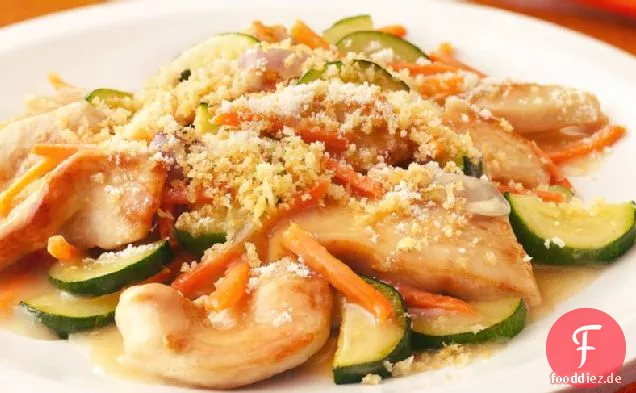 Huhn-und-Garten-Gemüse-Pfanne