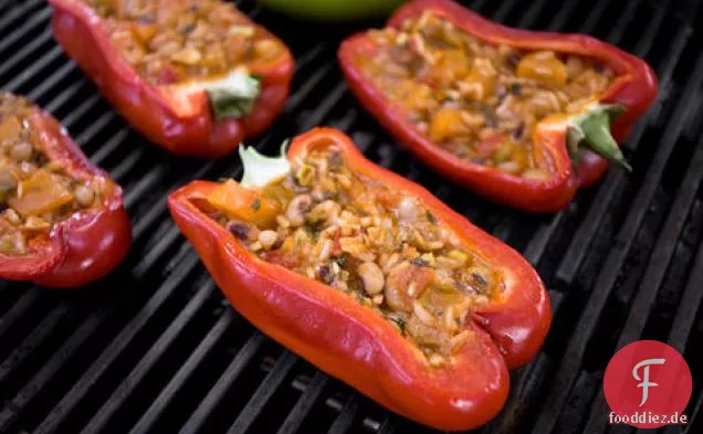 Vegetarische Pelau–Gefüllte Paprika