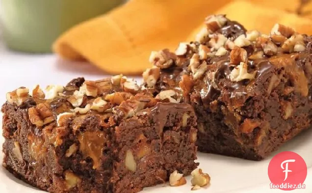 Doppelte Schokolade-Karamell-Fudge Brownies