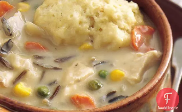 Slow-Cooker cremige Hühnchen-Wildreis-Suppe