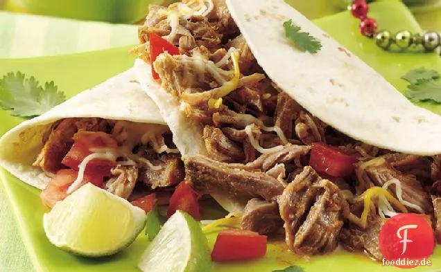 Slow-Cooker Grüne Chile Schweinefleisch Tacos