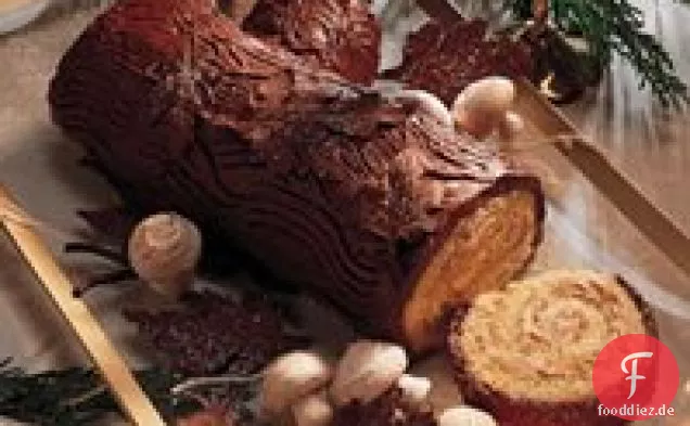Bûche de Noël mit Buttercreme Zuckerguss