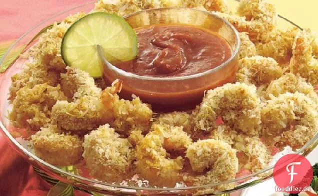 Kokosnuss-Garnelen mit Gingered Cocktailsauce
