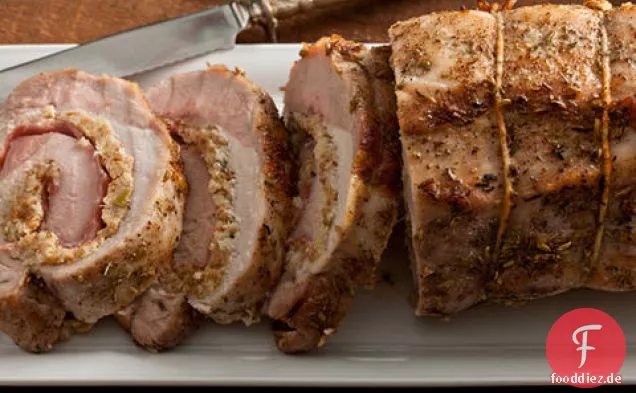 Fenchel und Schinken Gefüllte Schweinelende Braten