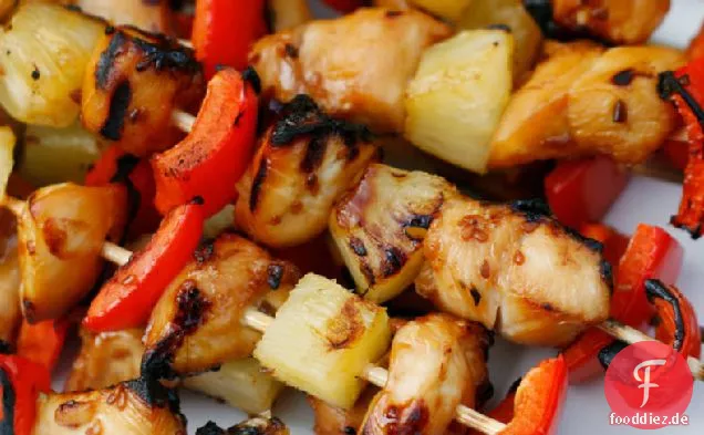 Teriyaki-Huhn, Ananas und Paprika Kabobs