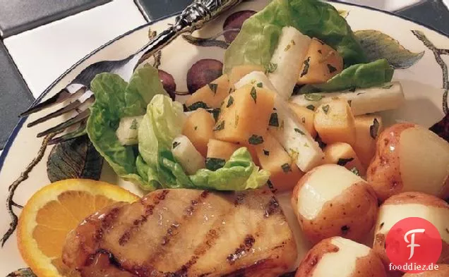Gegrillte Honig-Senf-Schweinekoteletts