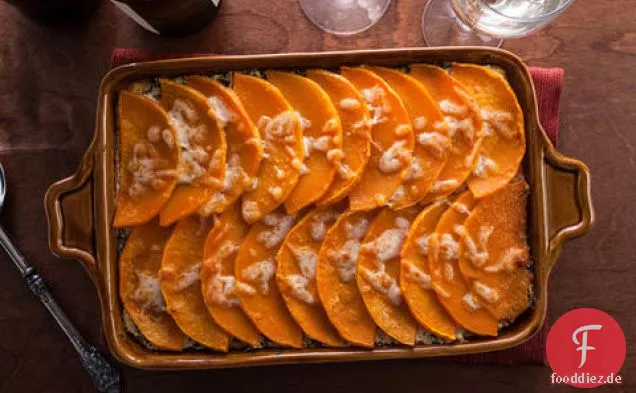 Vegetarische Butternut Squash und Mangold Polenta Lasagne