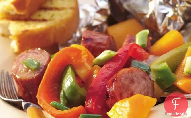 Gegrillte Ahorn-Wurst und Butternut Squash-Packs
