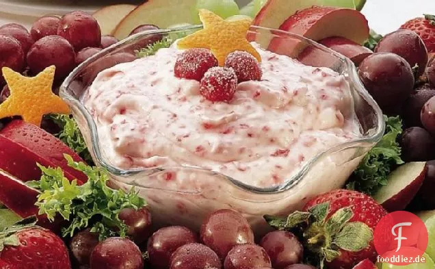Cranberry Fluff Fruit Dip mit Frucht-Kranz