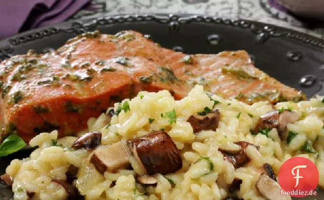 Einfach gebackenes Pilz-Zwiebel-Risotto