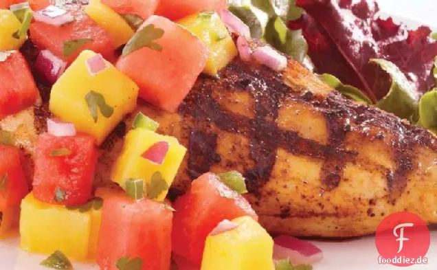 Huhn mit Wassermelone-Mango-Salsa