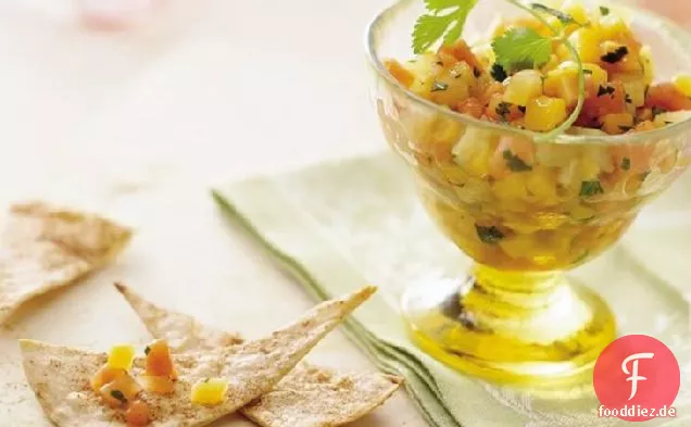 Gingered Fruit Salsa mit knusprigen Zimt-Chips