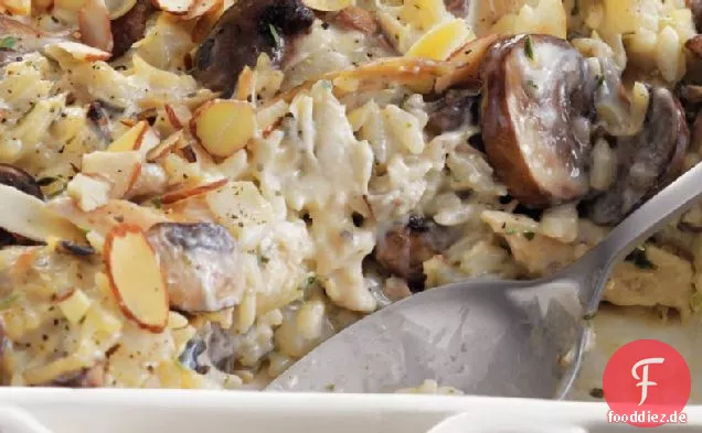 Huhn, Pilz und Wildreis backen