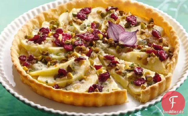 Apfel- und Blauschimmelkäsetarte