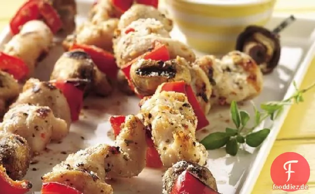Gegrillte Pizza Huhn Kabobs