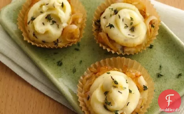 Karamellisierte Zwiebel-Gefüllte Kartoffel-Cupcakes