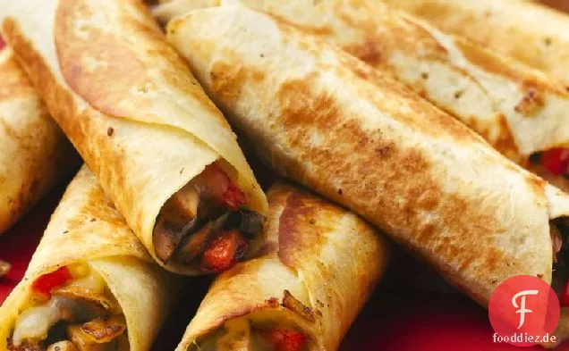 Gebratene Champignons und Käseflautas
