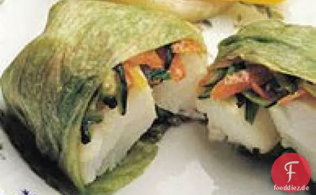 Fisch in Salattaschen gebacken