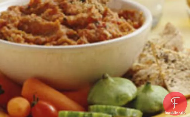 Gebratener Gemüsedip mit gebackenen Pita-Chips