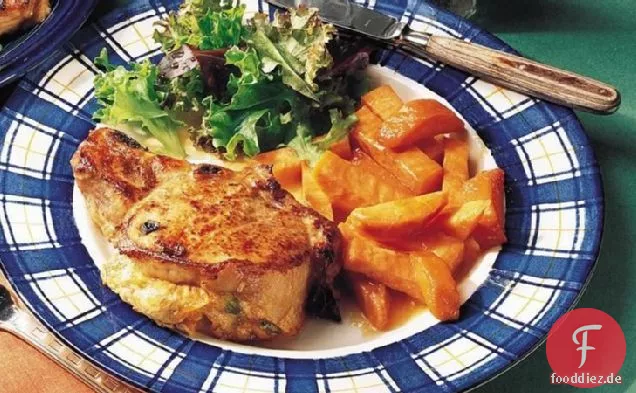 Käsiges Gemüse Gefüllte Schweinekoteletts