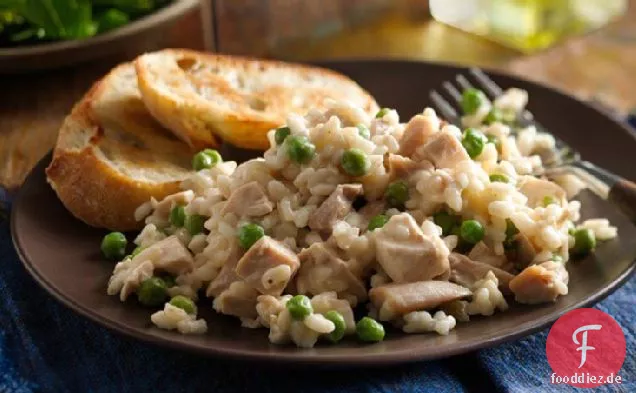 Einfaches Hühnchen und geröstetes Knoblauchrisotto