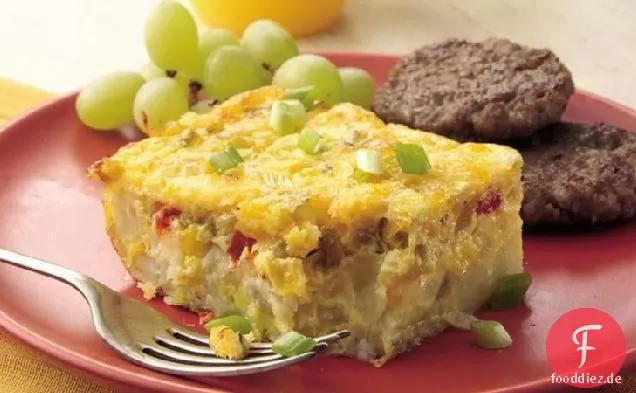 Grünes Chile, Ei und Kartoffel backen