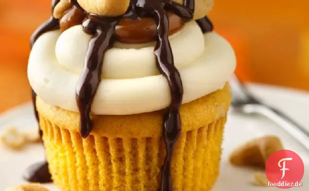 Ooey Gooey Kürbis Karamell Cupcakes