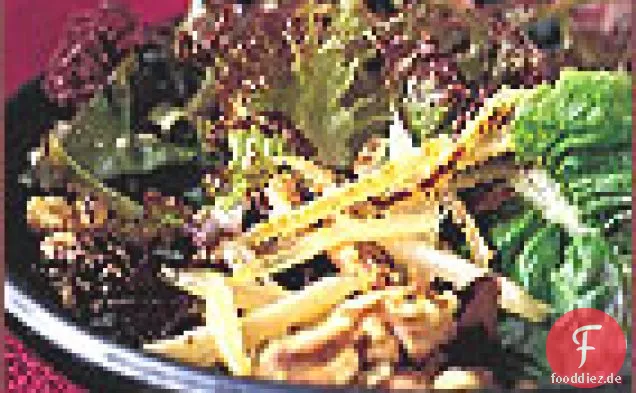 Miso-glasierte Klette mit roten Salaten