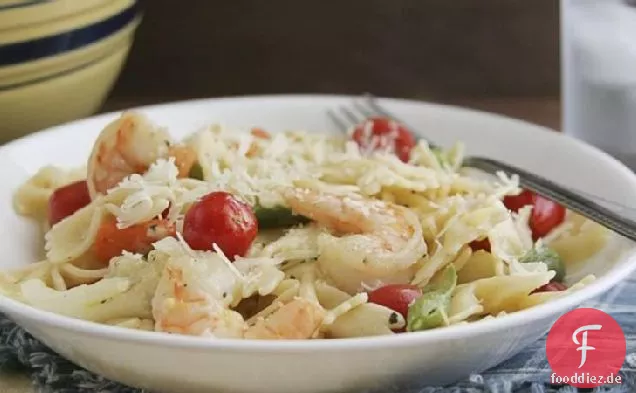 Zitronenkraut Garnelen und Pasta