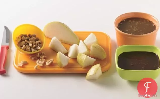 Karamell-Schokoladen-Apfel-Fondue