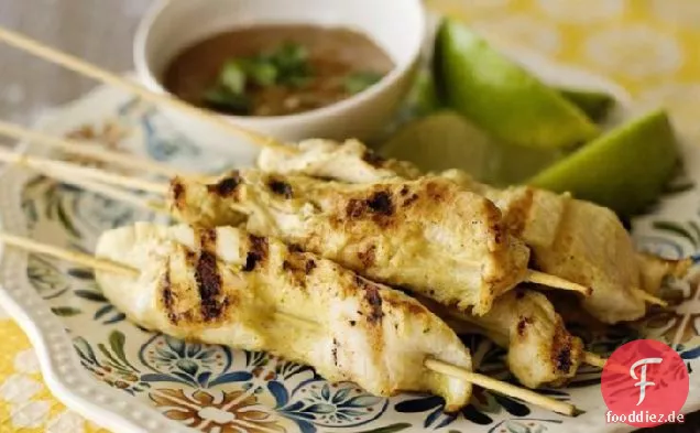 Chicken Satay mit Erdnuss-Dip-Sauce