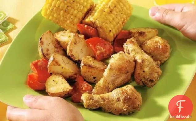 Gebratenes Huhn Drummie Abendessen