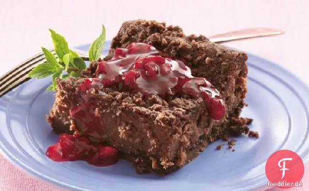 Himbeer gekrönt Fudgy Käsekuchen