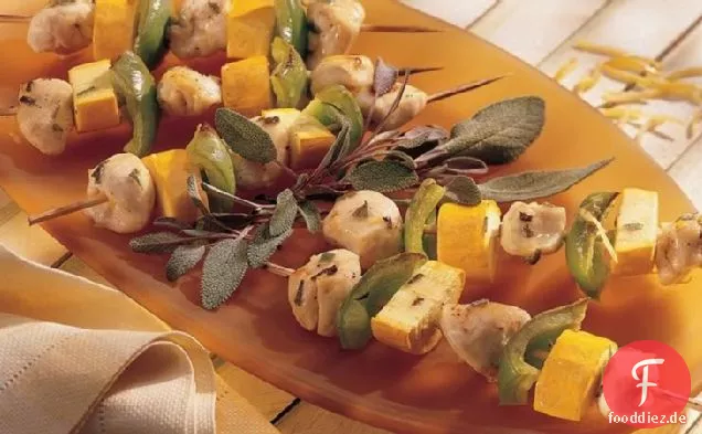 Ahorn-glasierte Hühner-Kabobs