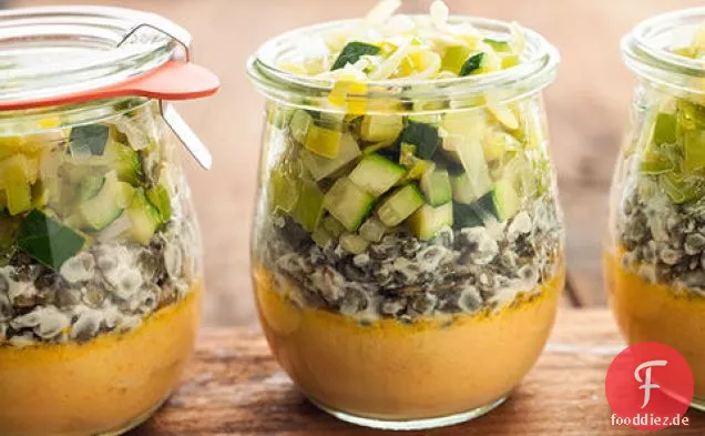 Französische Linsenterrine mit herzhaftem Karottenpudding