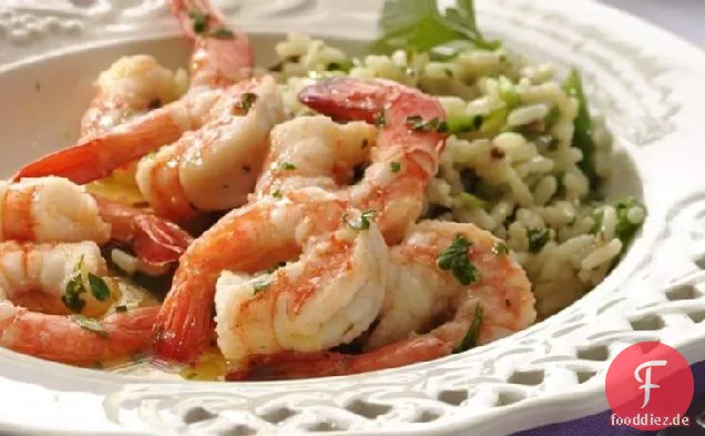 Shrimps-Scampi mit Reis