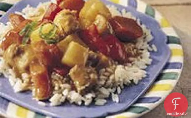 Slow-Cooker-Hühnereintopf mit Pfeffer und Ananas