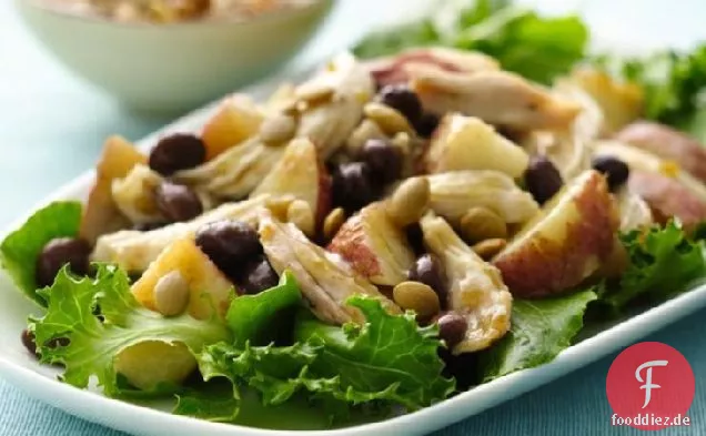 Gebratene Kartoffel Hühnersalat mit Salsa Verde