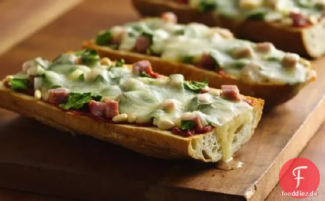 Spinat und Schinken Französisch Brot Pizza