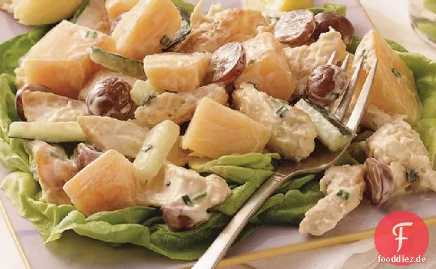 Melone und Huhn-Salat