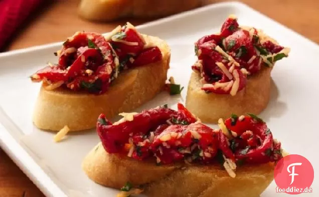 Geröstete Rote Paprika-Bruschetta