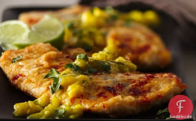 Gewürzte Tilapia mit honigiger Mango-Limetten-Sauce
