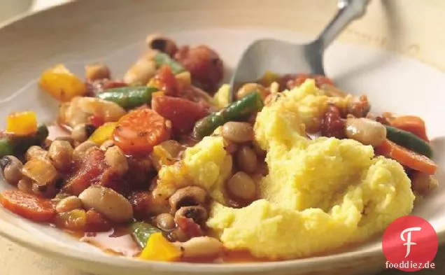 Bohnen-Gemüse-Eintopf mit Polenta