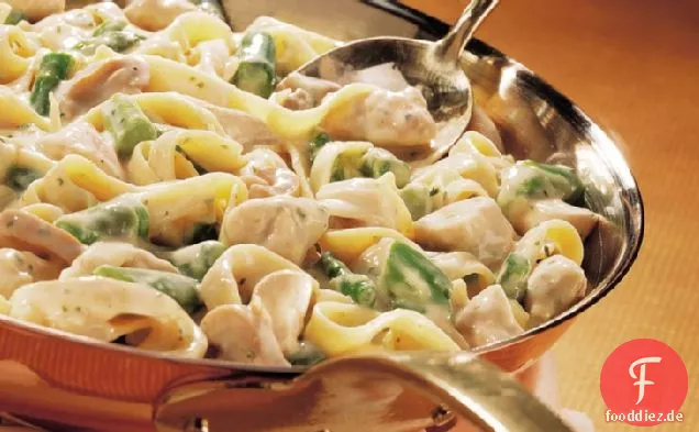 Spargel-Dijon Huhn Fettuccine