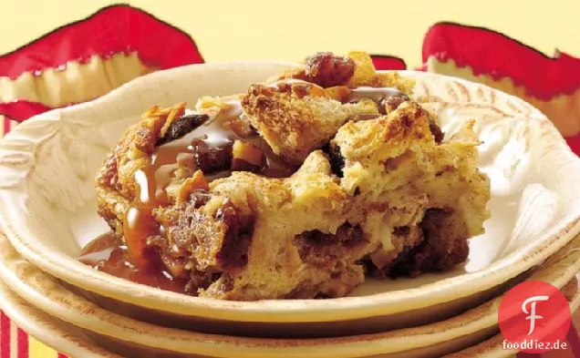 Mokka-Brotpudding mit Karamell-Topping