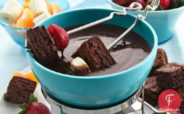 Brownies und Schokoladen-Himbeer-Fondue