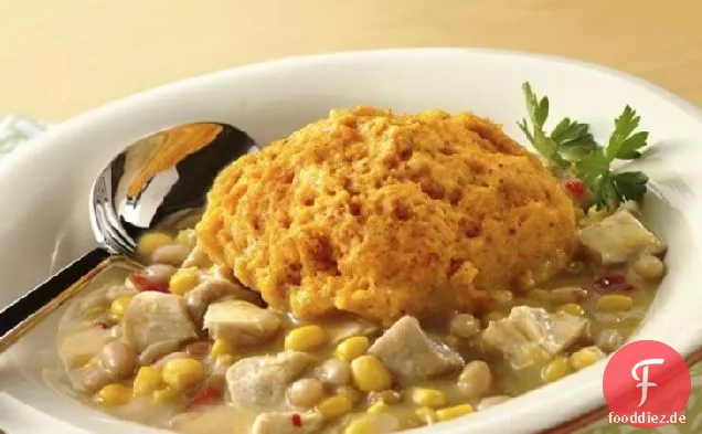Chicken Chili mit Maisbrot-Knödel